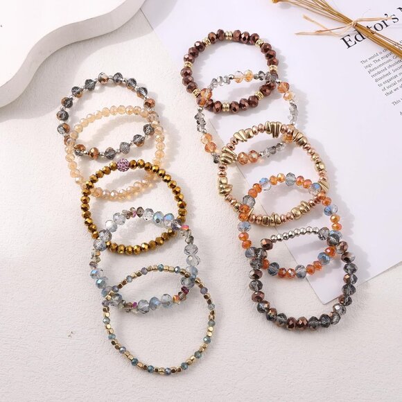 Elastic Multi-Color Beaded Bracelets Set - 6 Versatile Bohemian Styles for Women - Picture 7 of 7